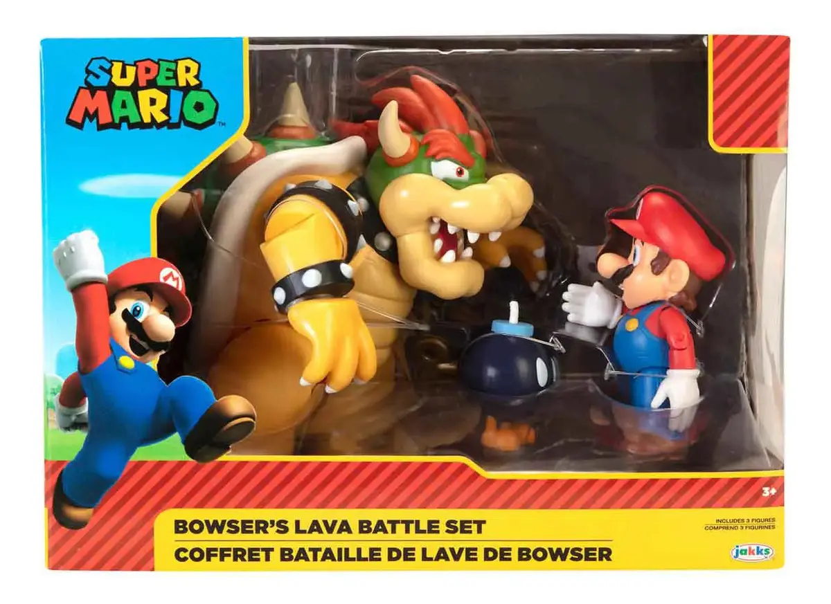 Playset Super Mario Lava Battle Mario Bowser Italia