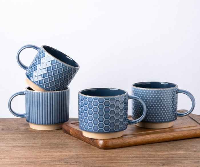 Set Tazze Ceramica Moderne Texturizzate Italia