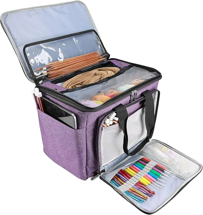 ProCase borsa organizer uncinetto maglia con divisore interno lana nero