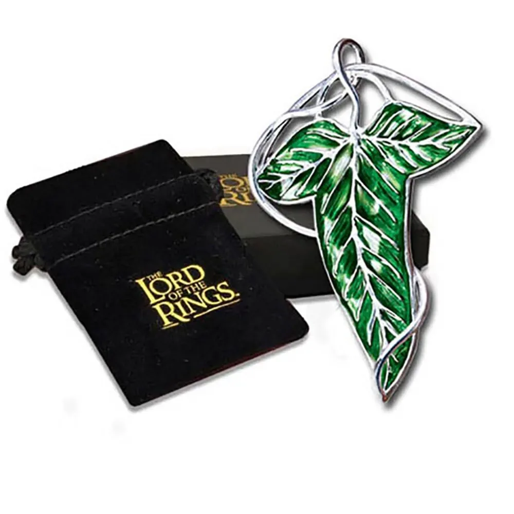 Ciondolo collana foglia d'albero verde acciaio inossidabile dorato ispirato alla Terra di Mezzo