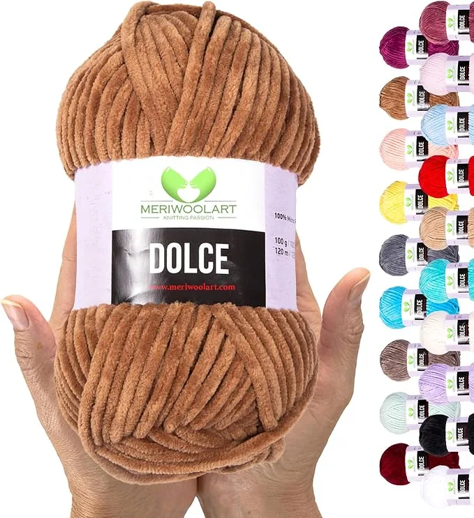 Filo ciniglia MeriWoolArt 100g velluto poliestere per uncinetto amigurumi