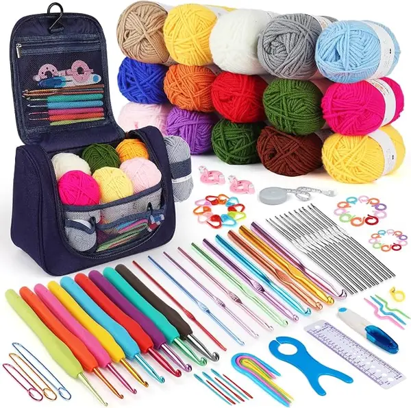 Kit 102 pezzi Aeeque uncinetto principiante con lana e accessori