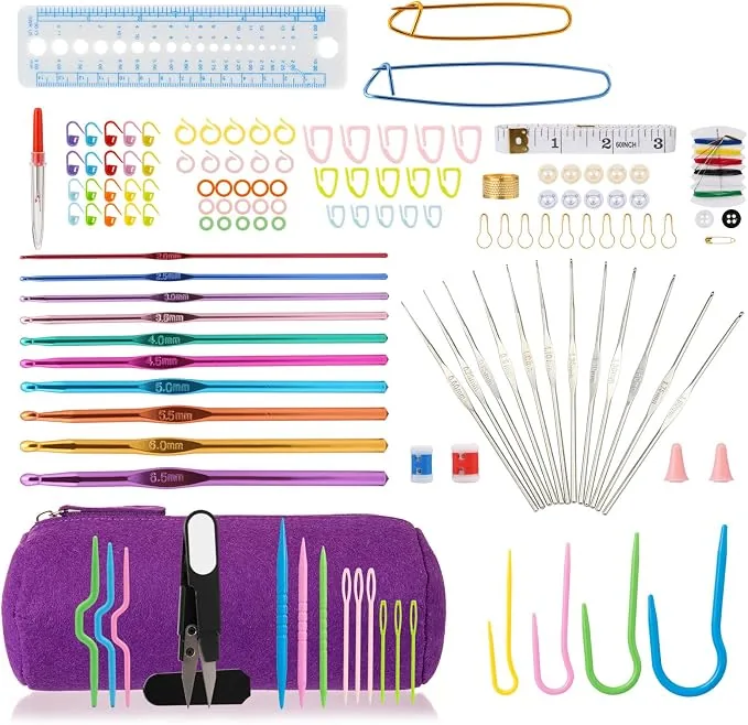 Kit 140 pezzi LIHAO uncinetto maglia accessori trousse completa