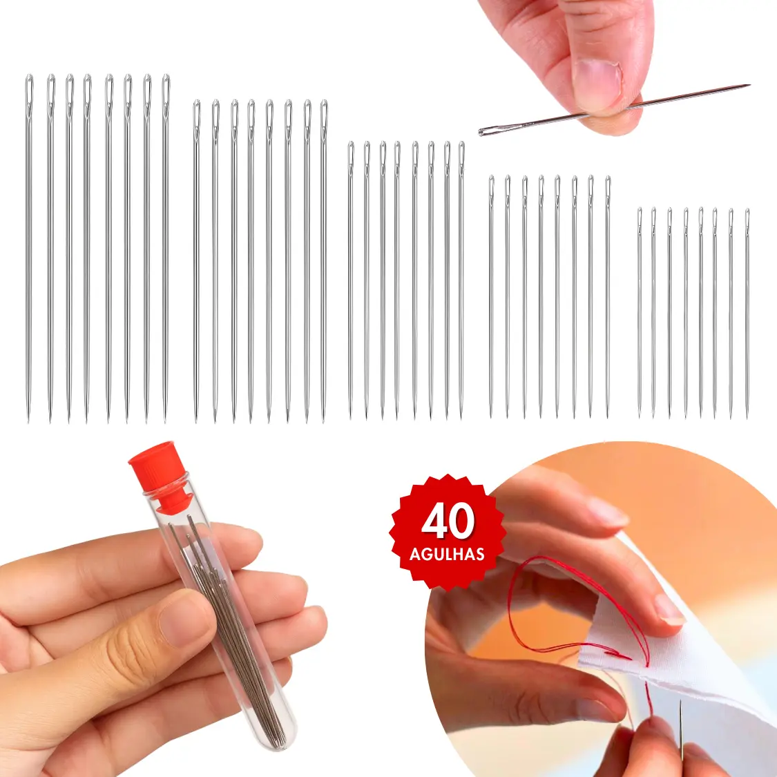 Kit 40 aghi cucito a mano 5 misure acciaio inossidabile