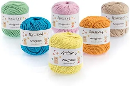 Kit 6 gomitoli filo cotone amigurumi multicolore 20g per uncinetto