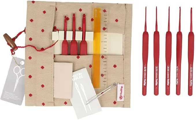 Kit 8 ferri uncinetto Tulip Etimo Red in alluminio con impugnature in silicone