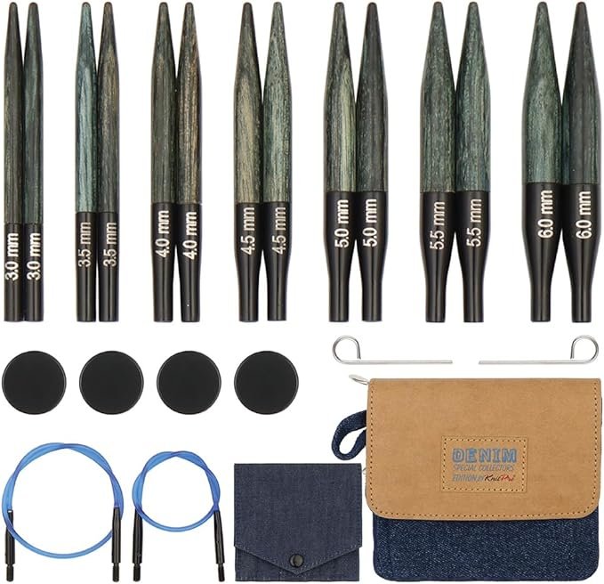 KnitPro Mini Wood Indigo set ferri intercambiabili corti legno