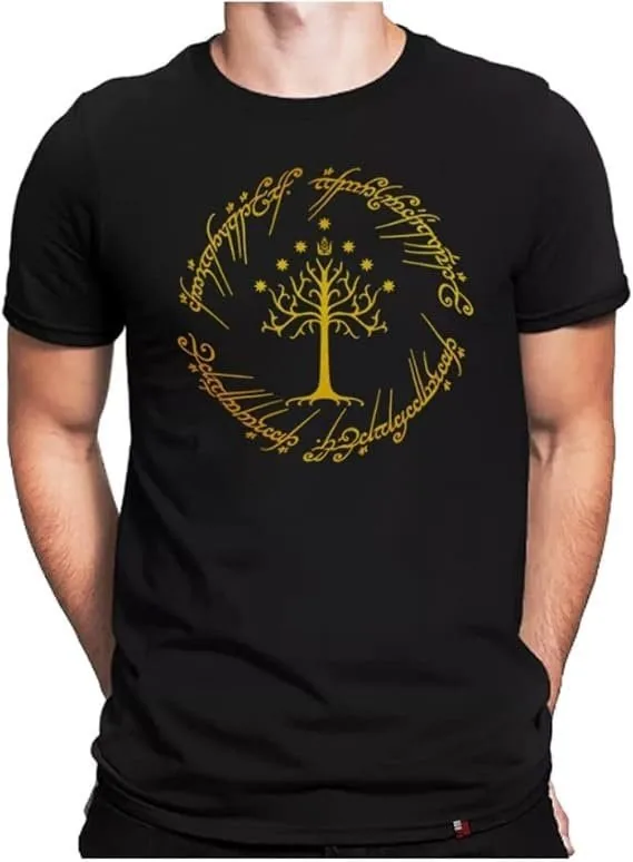 T-shirt Il Signore degli Anelli stampa dorata Hobbits Shire Squad