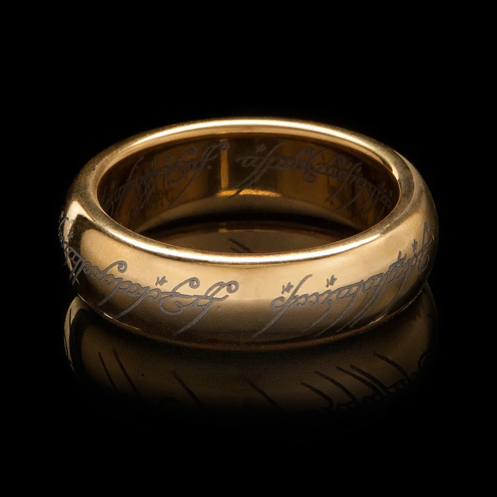 Weta Workshop Il Signore degli Anelli L'Unico Anello tungsteno placcato oro con rune elfiche
