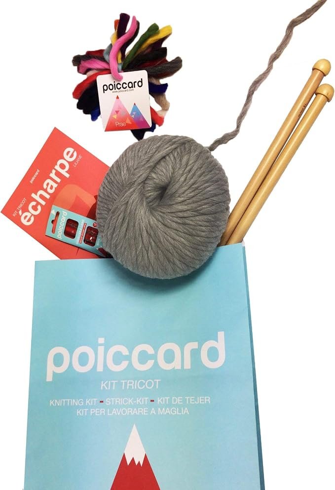 Kit maglia principiante sciarpa lana grossa ferri istruzioni
