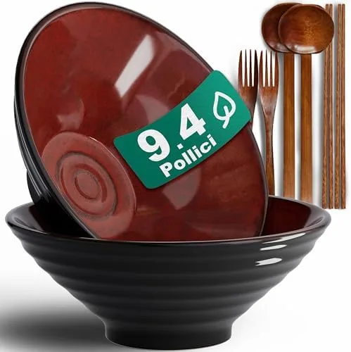 Ciotola ramen in ceramica 1100 ml con coperchio, stile giapponese