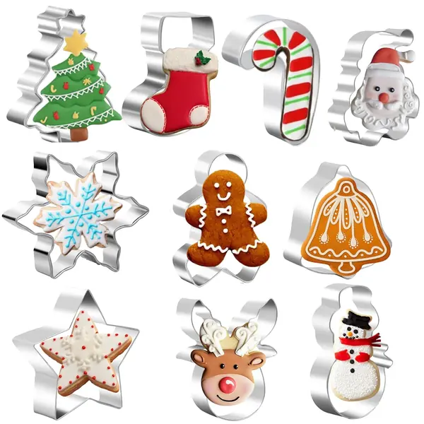 Cofanetto tagliabiscotti Natale acciaio inox pasticceria stagionale