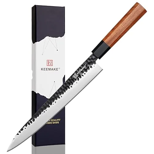 Coltello Yanagiba Keemake, lama 25 cm, manico ottagonale in palissandro