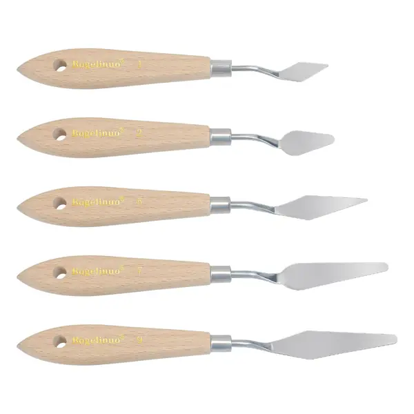 Kit 5 spatole professionali inox manico legno pasticceria