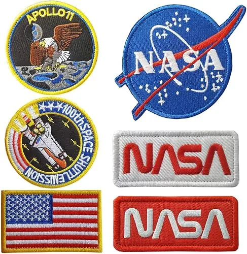 Kit 6 patch NASA ricamati missioni insegne astronauta borsa