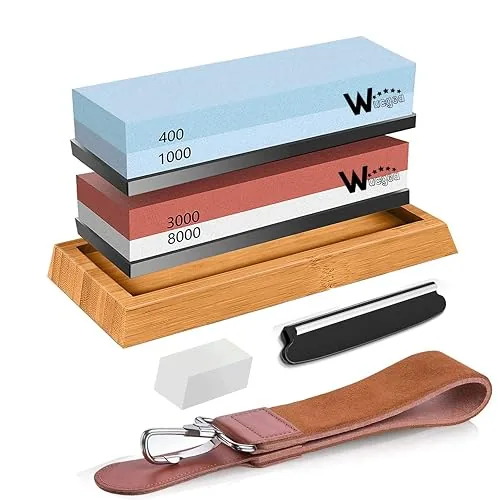Kit pietra per affilare professionale 400/1000 e 3000/8000, base in bambù