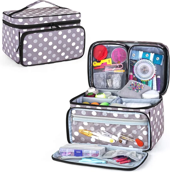 Luxja — Scatola cucito con 2 tasche laterali trasparenti