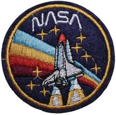 Patch ricamato razzo NASA arcobaleno termoadesivo giacca borsa