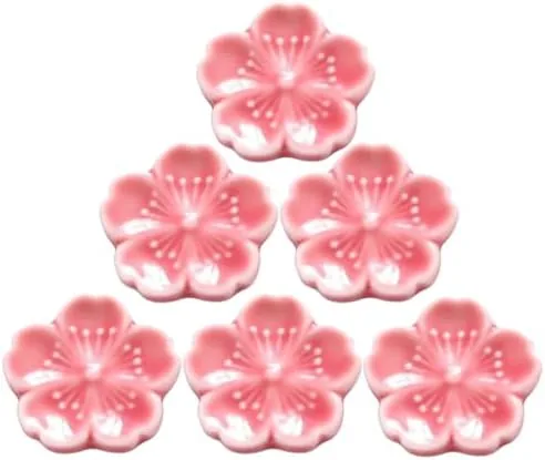 Set 10 hashioki in ceramica con motivi fuji, sakura e koi, in scatola regalo