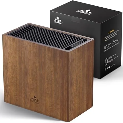 Rubberwood Blocco portacoltelli in legno massello, 5 fessure