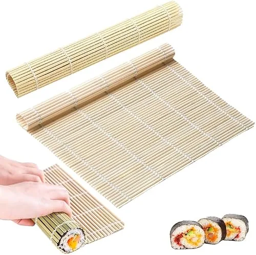 Set 2 stuoiette bambù per sushi con copertura in pellicola