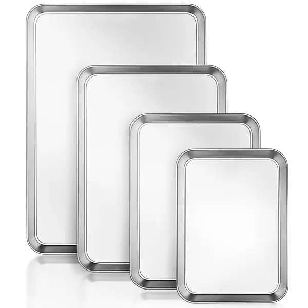 Set 4 teglie cottura rettangolari alluminio biscotti pane