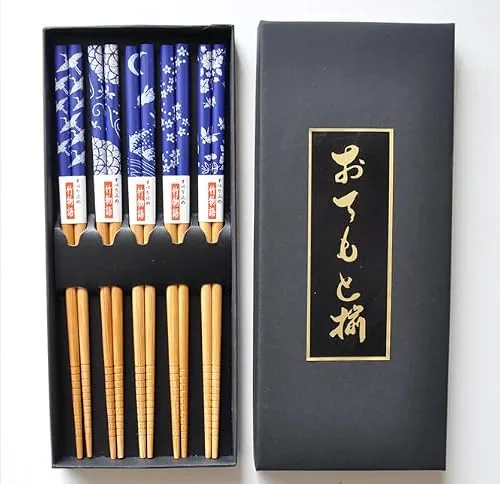 Set 5 paia di bacchette laccate in cofanetto regalo