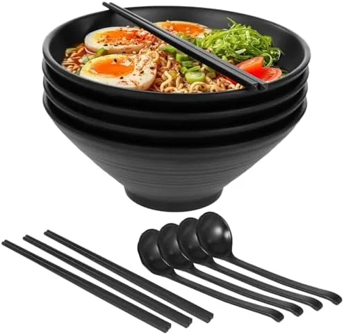 Kit ramen completo: ciotola, bacchette, cucchiaio, sottobicchiere, set 4 persone
