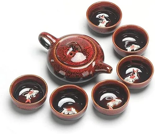 Cofanetto regalo kit cerimonia del tè: teiera Tetsubin + 6 tazze