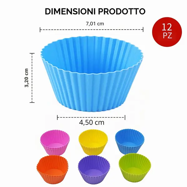 Stampo 12 cavità muffin cupcakes silicone alimentare cottura