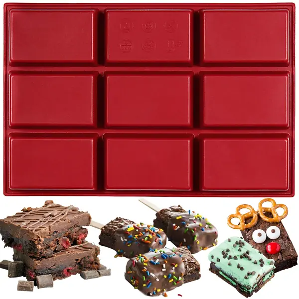 Stampo 9 cavità brownie rettangolare silicone porzioni individuali