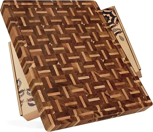 Tagliere in legno d'acacia end-grain, 38×28 cm, autoriparante