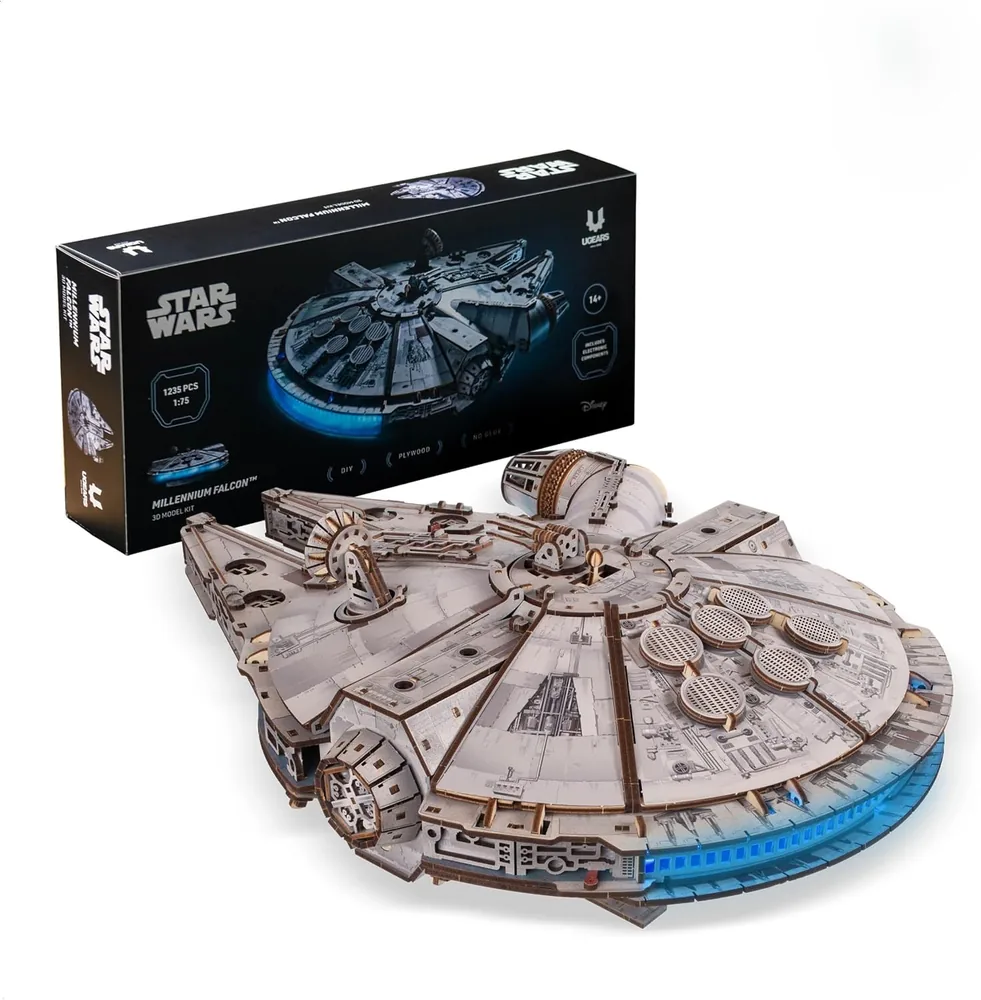 UGEARS Star Wars Millennium Falcon — Puzzle 3D in Legno — Maquette meccanica fai da te