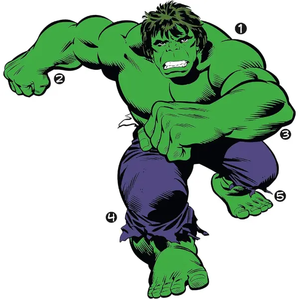 Adesivo murale gigante riposizionabile di Hulk in versione classica