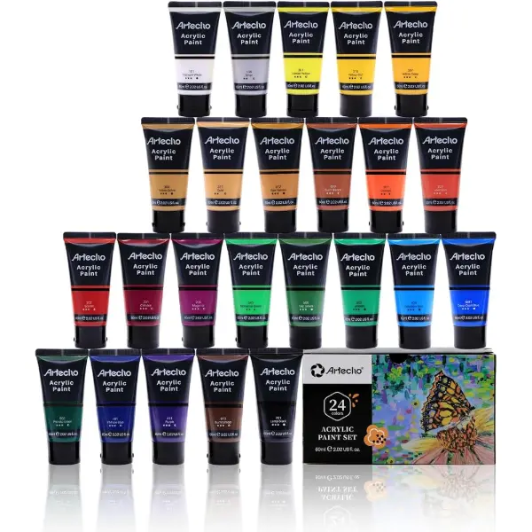 Artecho, set di colori acrilici con 24 tubi da 60 ml