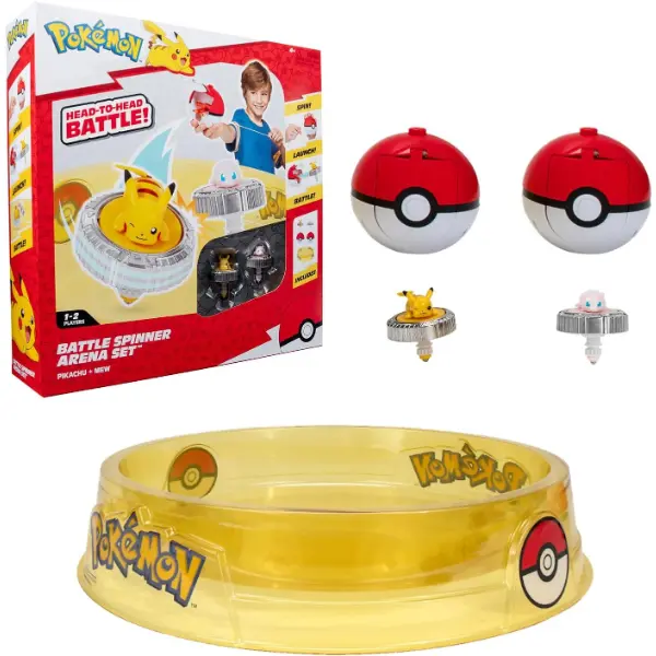 Arena Bandai Pokemon con due trottole Pikachu e Mewtwo