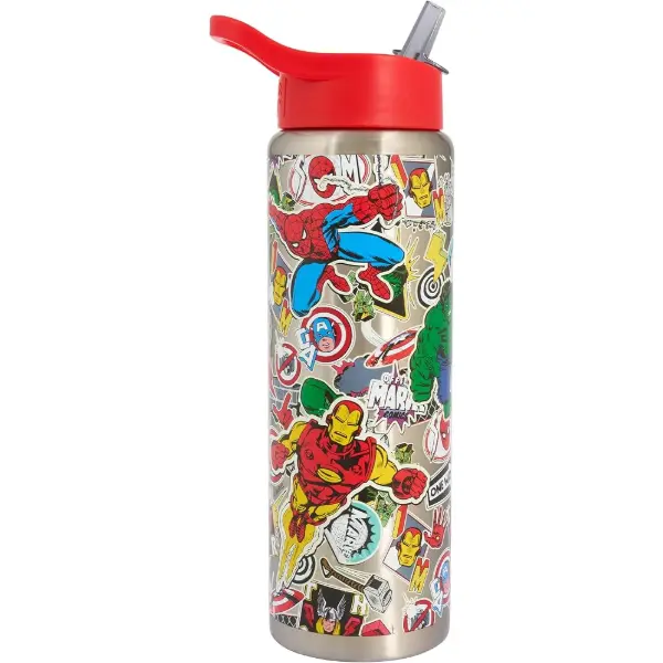Marvel Avengers — Borraccia in acciaio inox, 750 ml con cannuccia