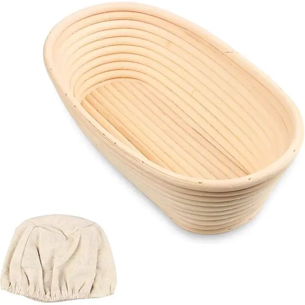 Cestino di lievitazione ovale XDKS 27 cm in rattan per pane a lievito madre