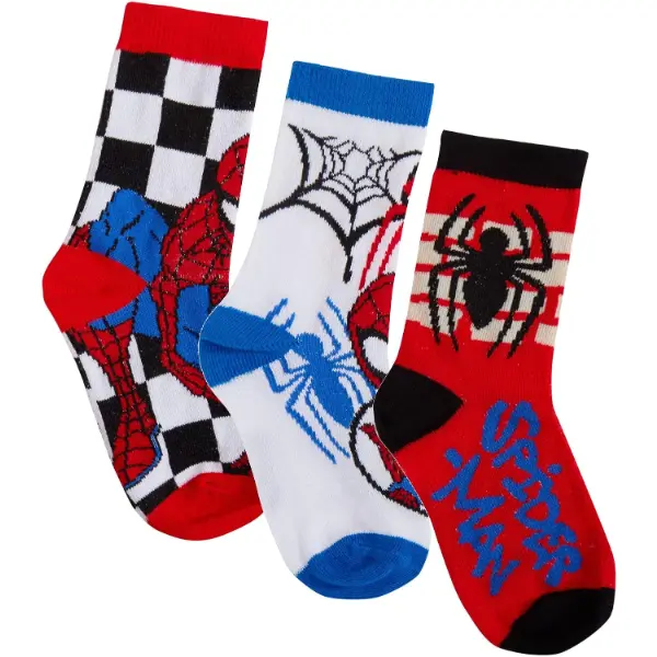 Confezione da tre paia di calzini Spiderman multipack per bambini Marvel
