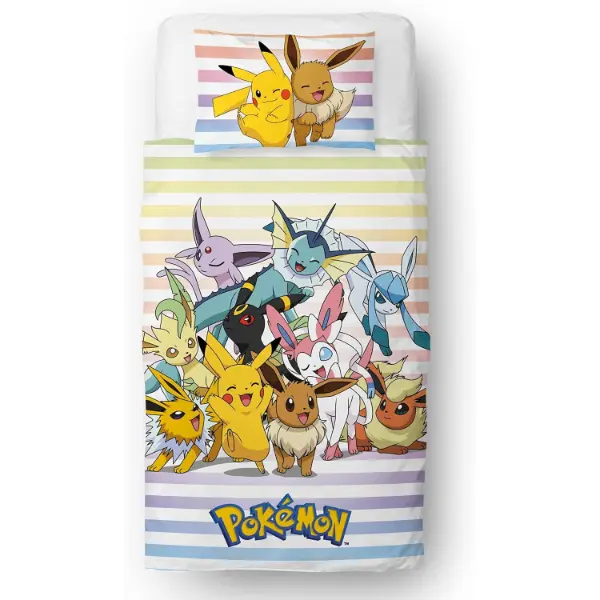 Copripiumino singolo Pokemon Pikachu con motivo reversibile su licenza ufficiale