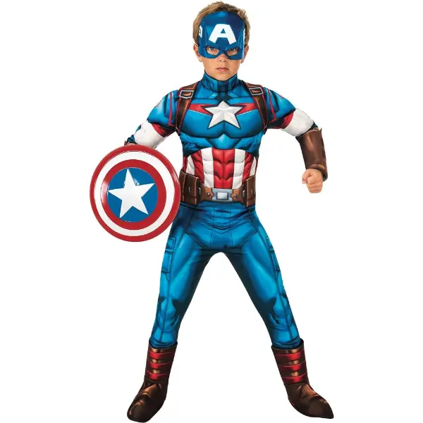 Costume deluxe di Capitan America per bambino con torace imbottito