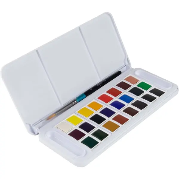 Daler Rowney Aquafine, set da viaggio di acquerelli con 24 mezzi godet