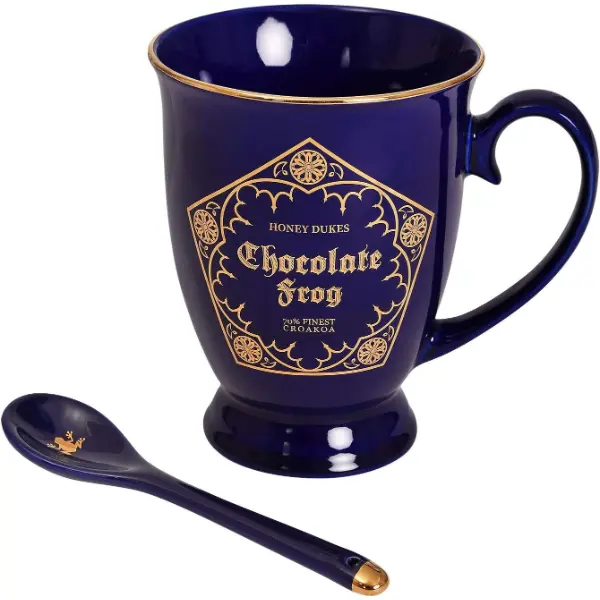 Tazza in ceramica blu Elbenwald con motivo Cioccorana e cucchiaio abbinato