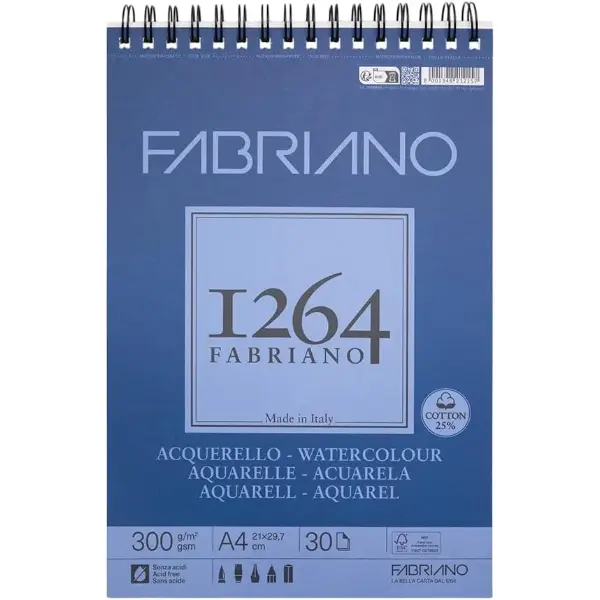 Fabriano Watercolour, blocco spiralato di carta per acquerello
