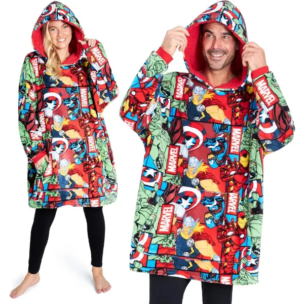 Marvel — Felpa oversize in pile con cappuccio, uomo