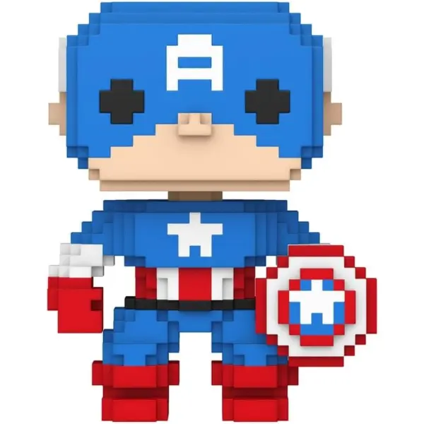 Funko Pop! di Capitan America in stile 8-bit con grafica a pixel