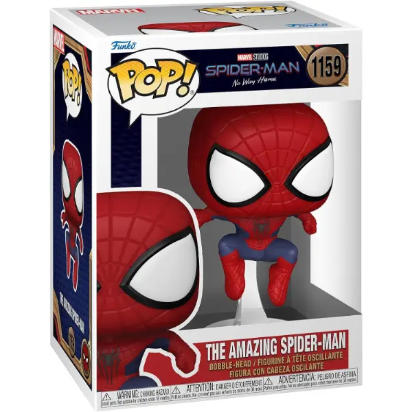 Funko Pop di Spider-Man in posa di salto dal film No Way Home