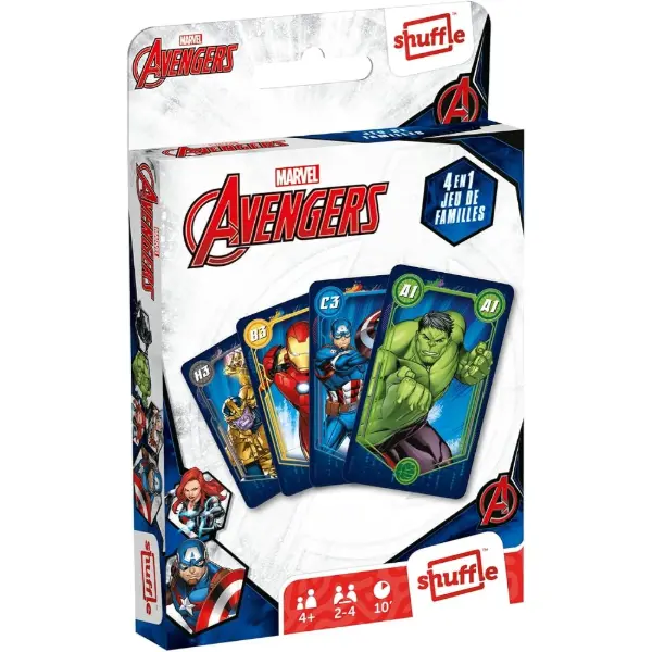 Marvel — Gioco di famiglia Avengers, 4 giochi di carte in 1