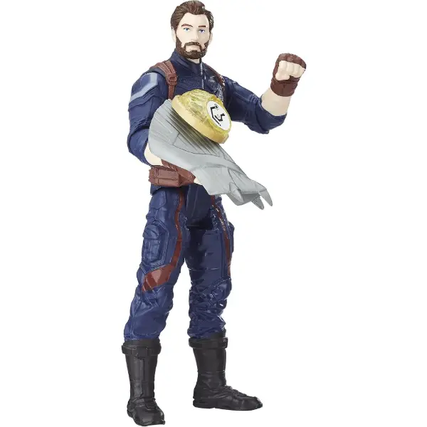 Action figure Hasbro di Capitan America con la tuta scura di Infinity War