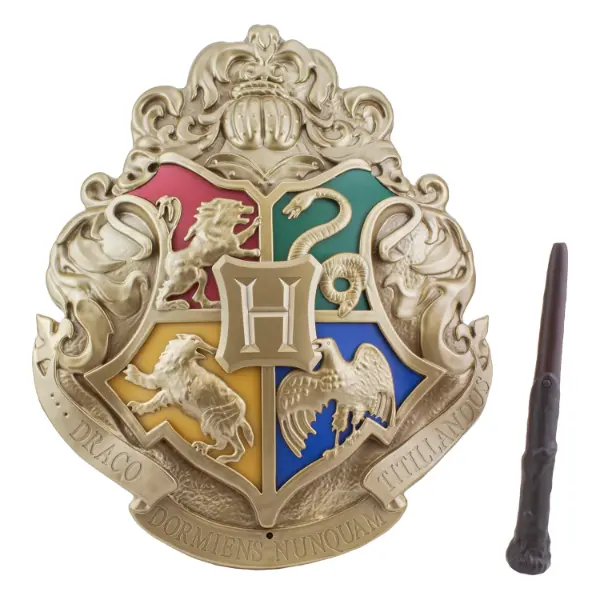 Insegna luminosa ufficiale di Hogwarts con telecomando a forma di bacchetta magica